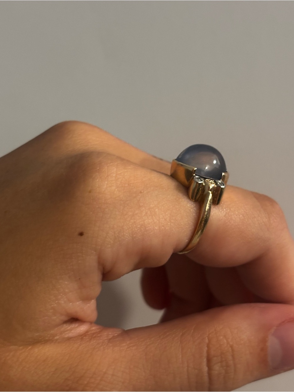 vintage solid 14k gold sapphire and diamond ring - Picture 3 of 8